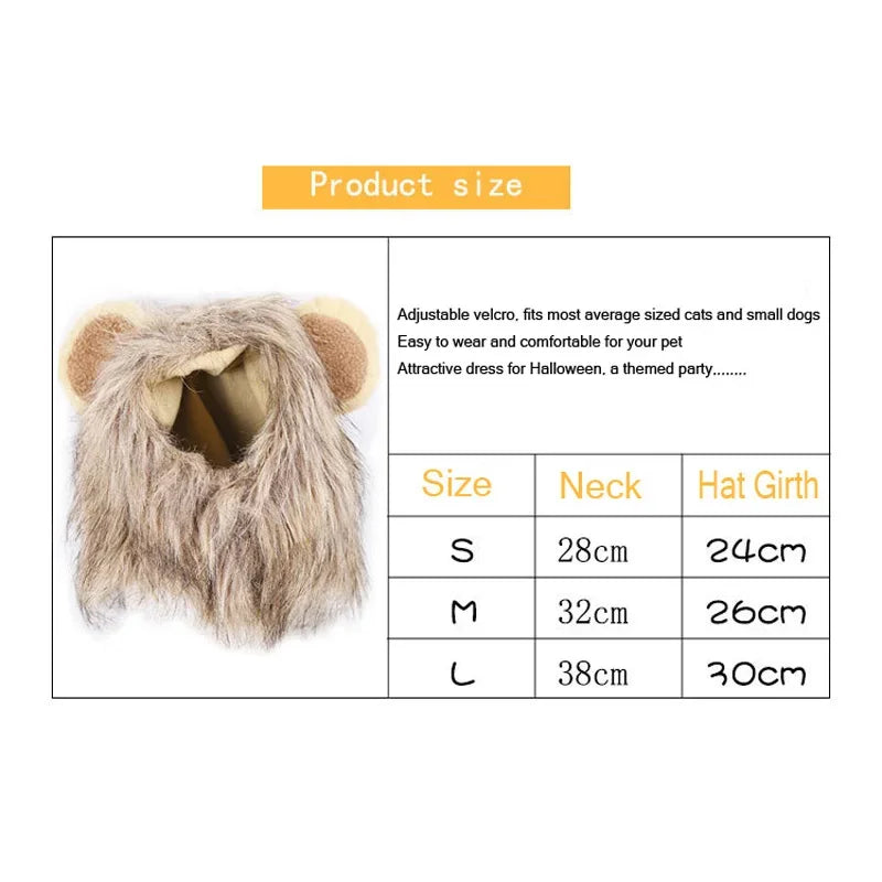 Vestiti New Cute Funny Pets Clothes Cap Cute Cat Wig Lion Mane Costume Cosplay Kitten Dog Hat with Ears Fancy Party Supplies