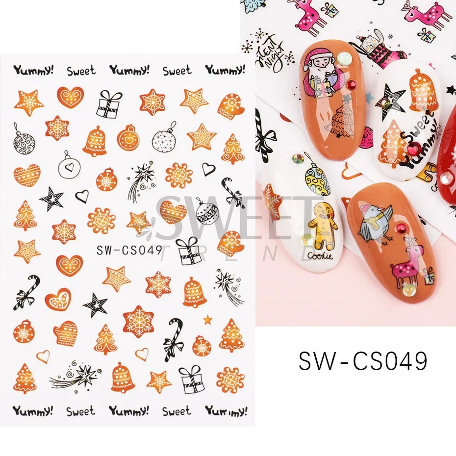 Winter Christmas Nail Sticker Snowflake Magpie Bird 3D Slider Leaf Halloween New Year Design Decoration Manicure 2023 Trend Foil