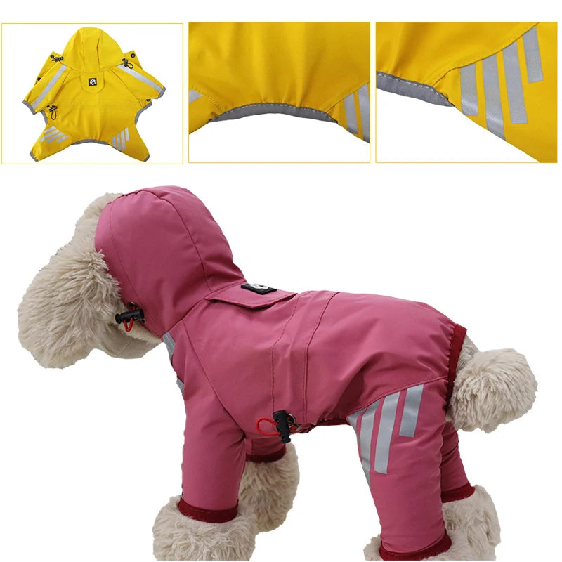 Waterproof Pet Clothes PU Dog Raincoat with Hood for Small Medium Dogs Cats Jacket Chihuahua Hoodie Poodle Pug Jumpsuit Outfits