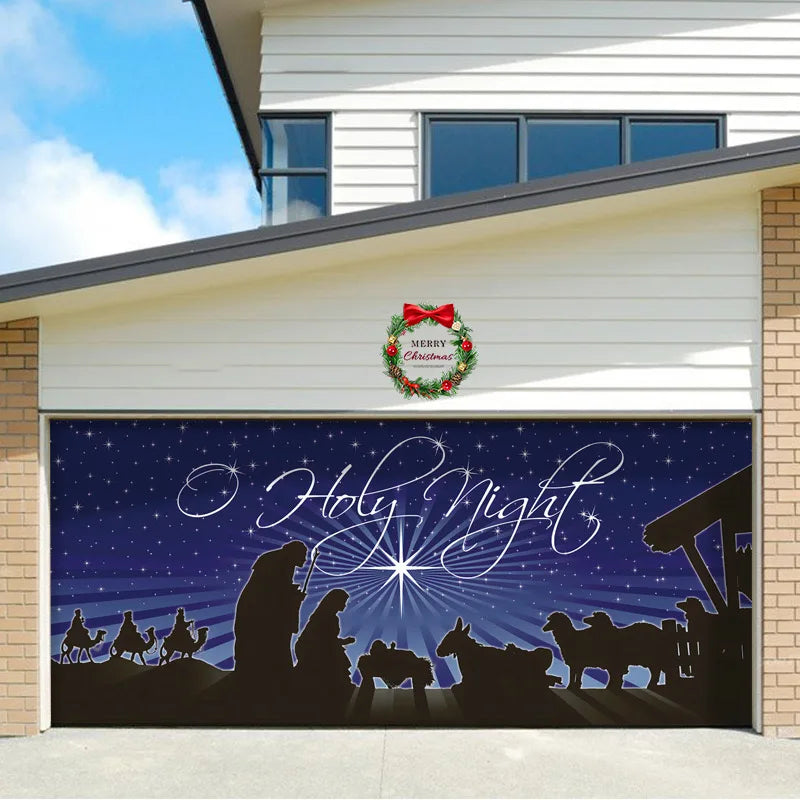 Umi Christmas Garage Door Cover Banner Large Christmas Background Hanging Garage Door Room Multi purpose Decor Christmas Poster