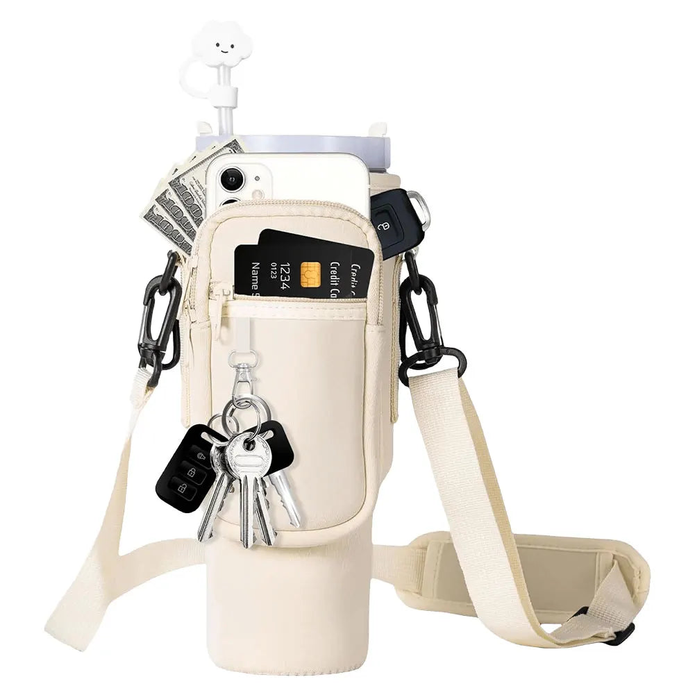 Water Bottle Case Cover Bag With Adjustable Shoulder Strap For Stanley Quencher Cup Sleeve Neoprene Bottle Holder Pouch