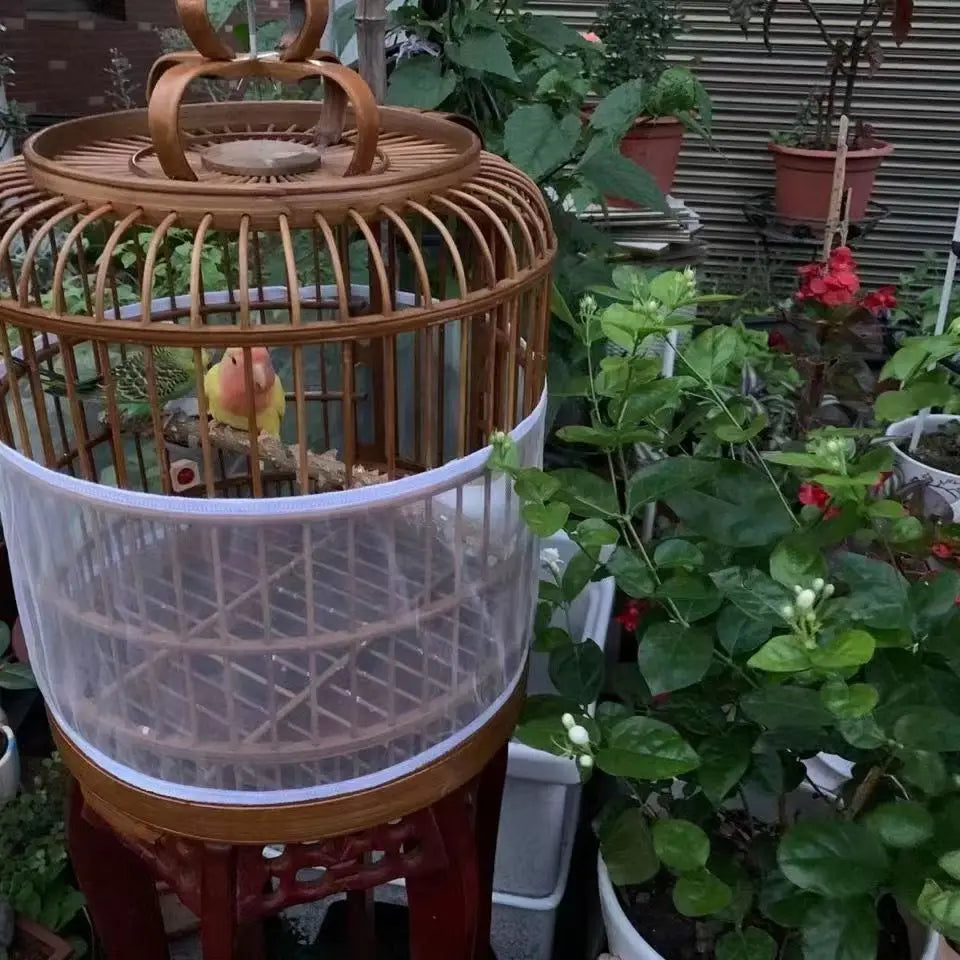 Mesh Bird Cage Cover Shell Skirt Net Easy Cleaning Catcher Guard Bird Cage Stretchy Mesh Parrot Bird Cage Net Jaula Para Pajaros