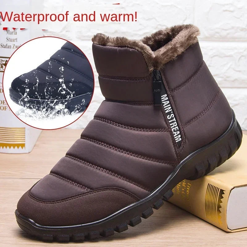 Stivali Winter men's snow boots, double zippered waterproof shoes rain boots fishing Winter Warm Boots men's boots