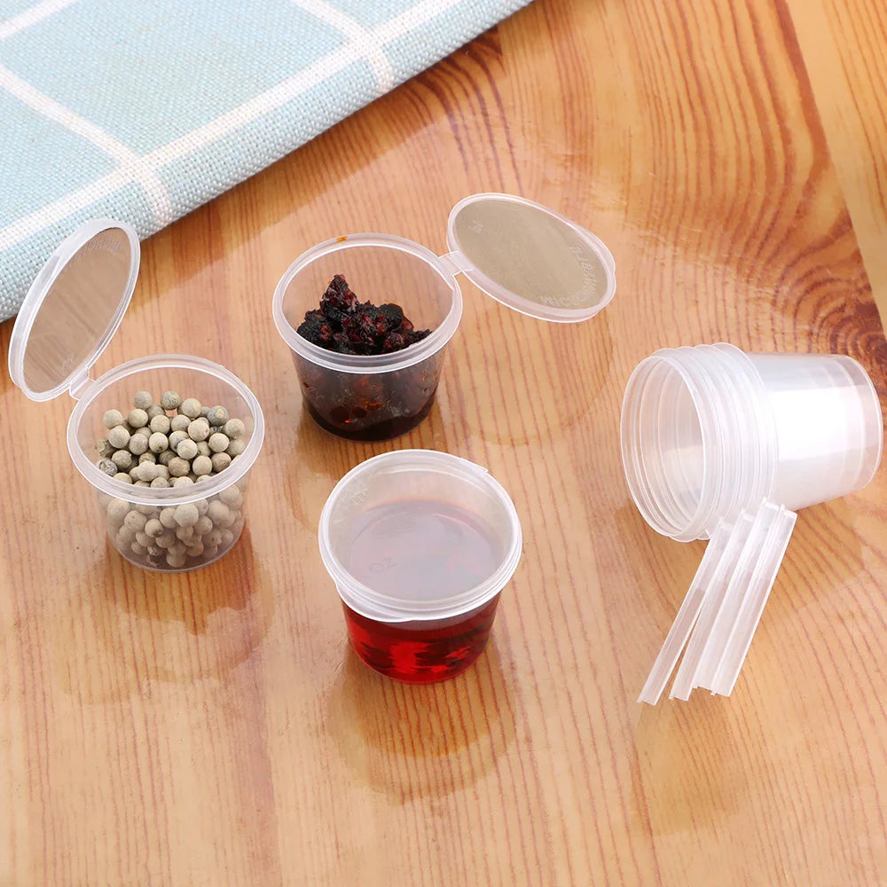 With Lids Kitchen Organizer Disposable Sauce Pot Food Small Sauce Container Box Plastic Clear 100Pcs Chutney Chili Sauce Cups