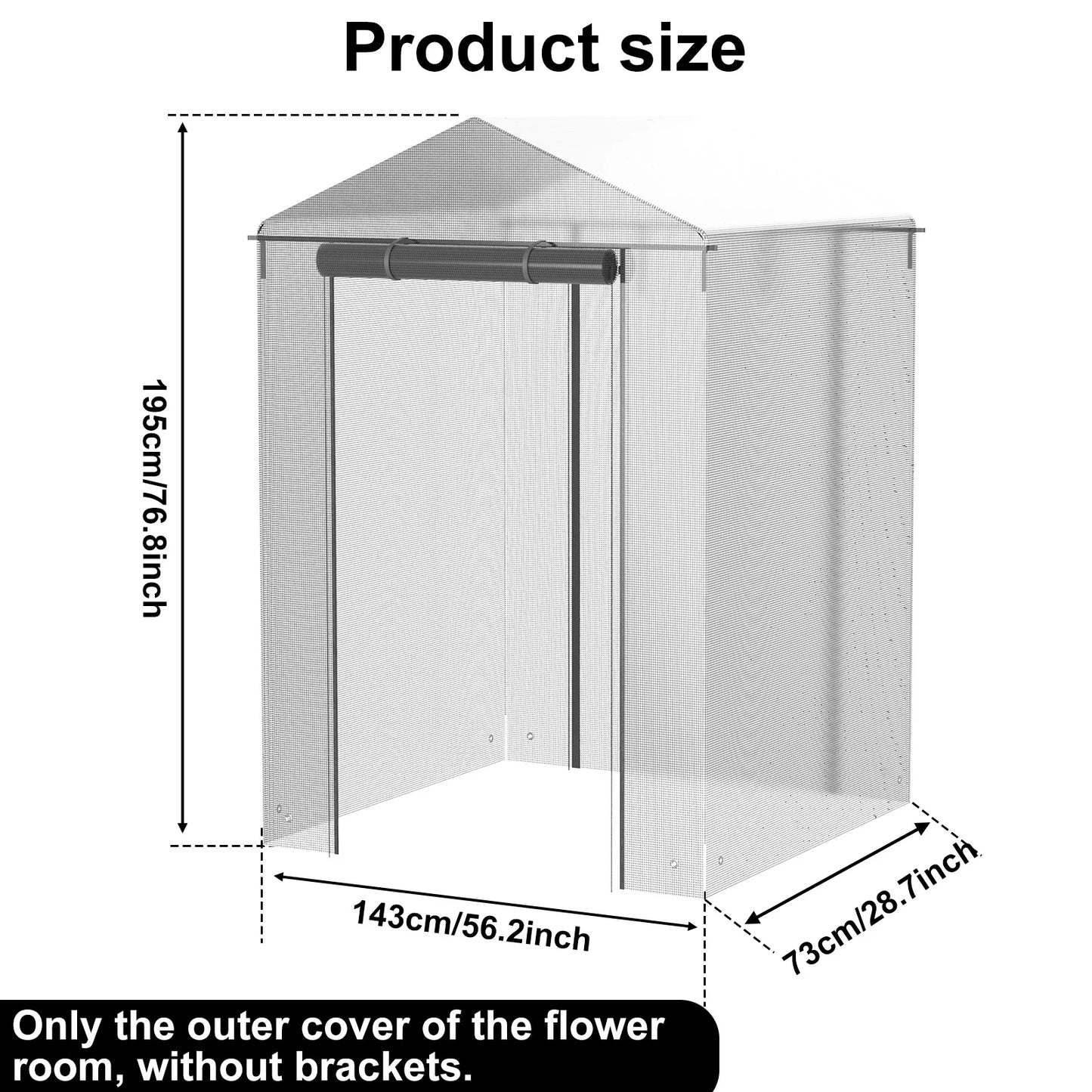 Walk-in Greenhouse Cover Waterproof PE Greenhouse Replacement Cover with Roll-up Zipper Door UV-Resistant Small Warm House