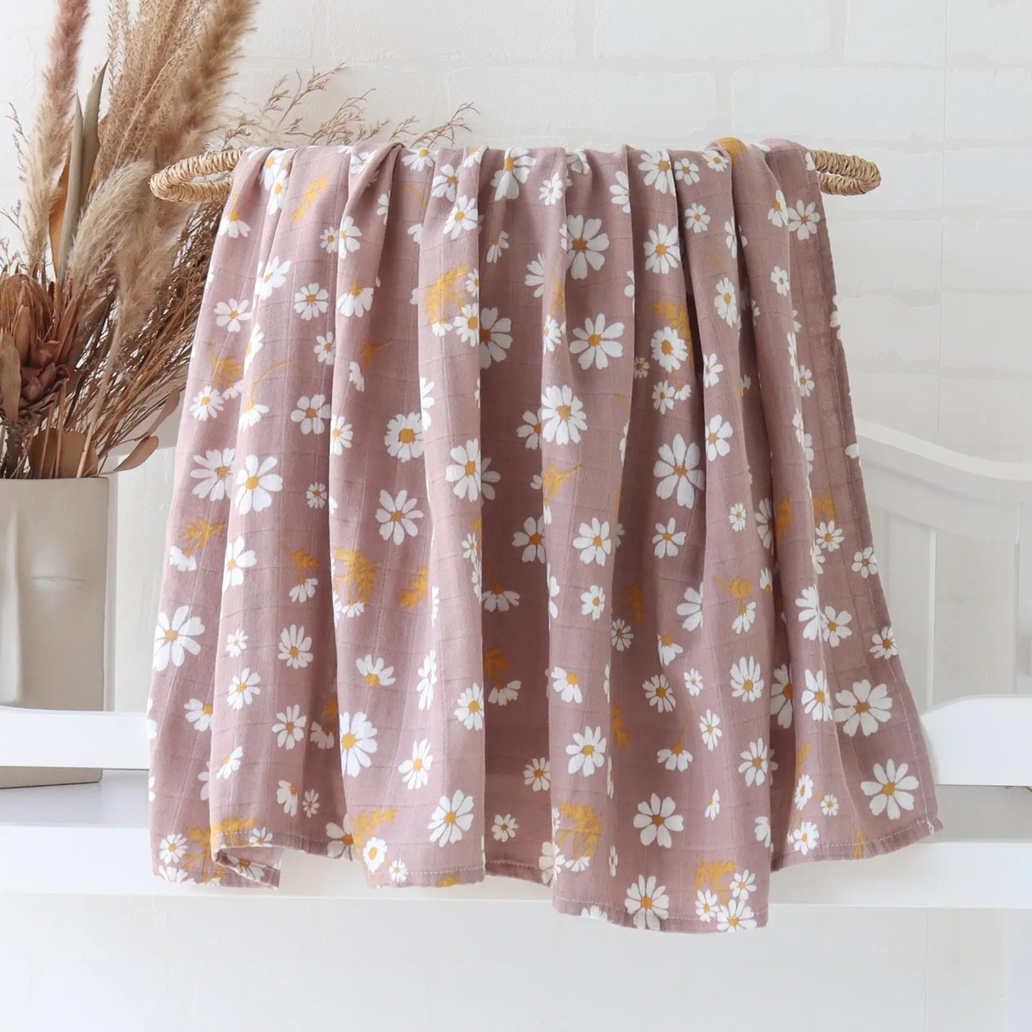 Teddy Bear Muslin Swaddle Baby Blanket Super Soft 70% Bamboo 30% Organic Cotton 2 Layers Infant Baby Swaddle Wrap Blanket