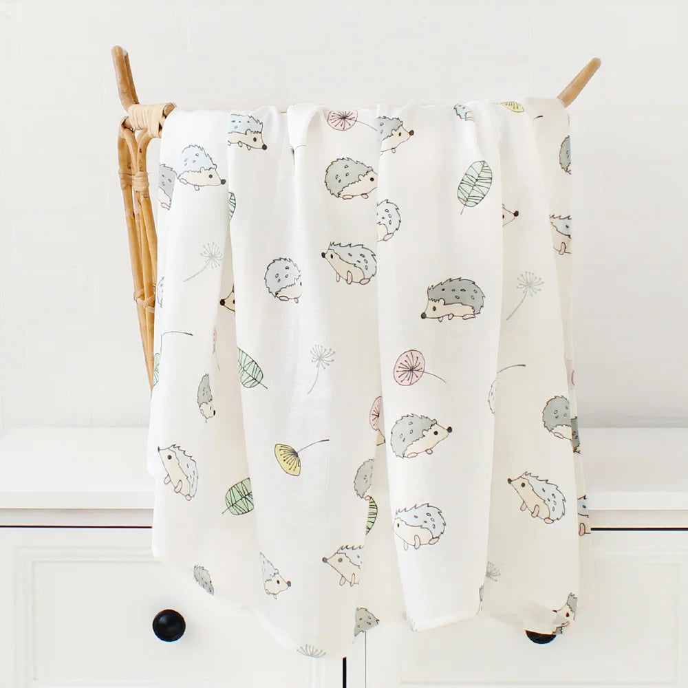 Teddy Bear Muslin Swaddle Baby Blanket Super Soft 70% Bamboo 30% Organic Cotton 2 Layers Infant Baby Swaddle Wrap Blanket