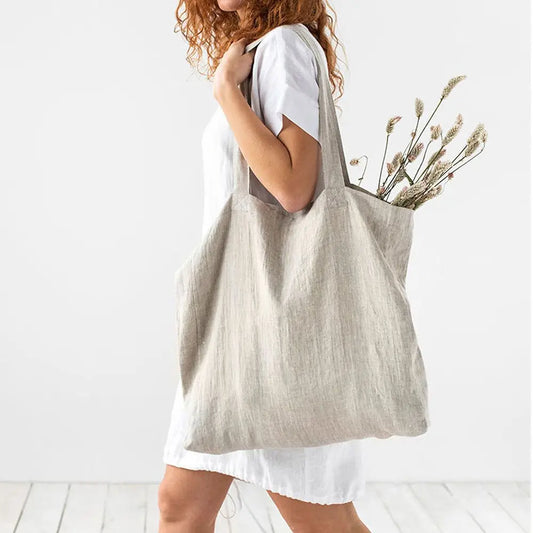 44-Borsa a tracolla in lino naturale da donna