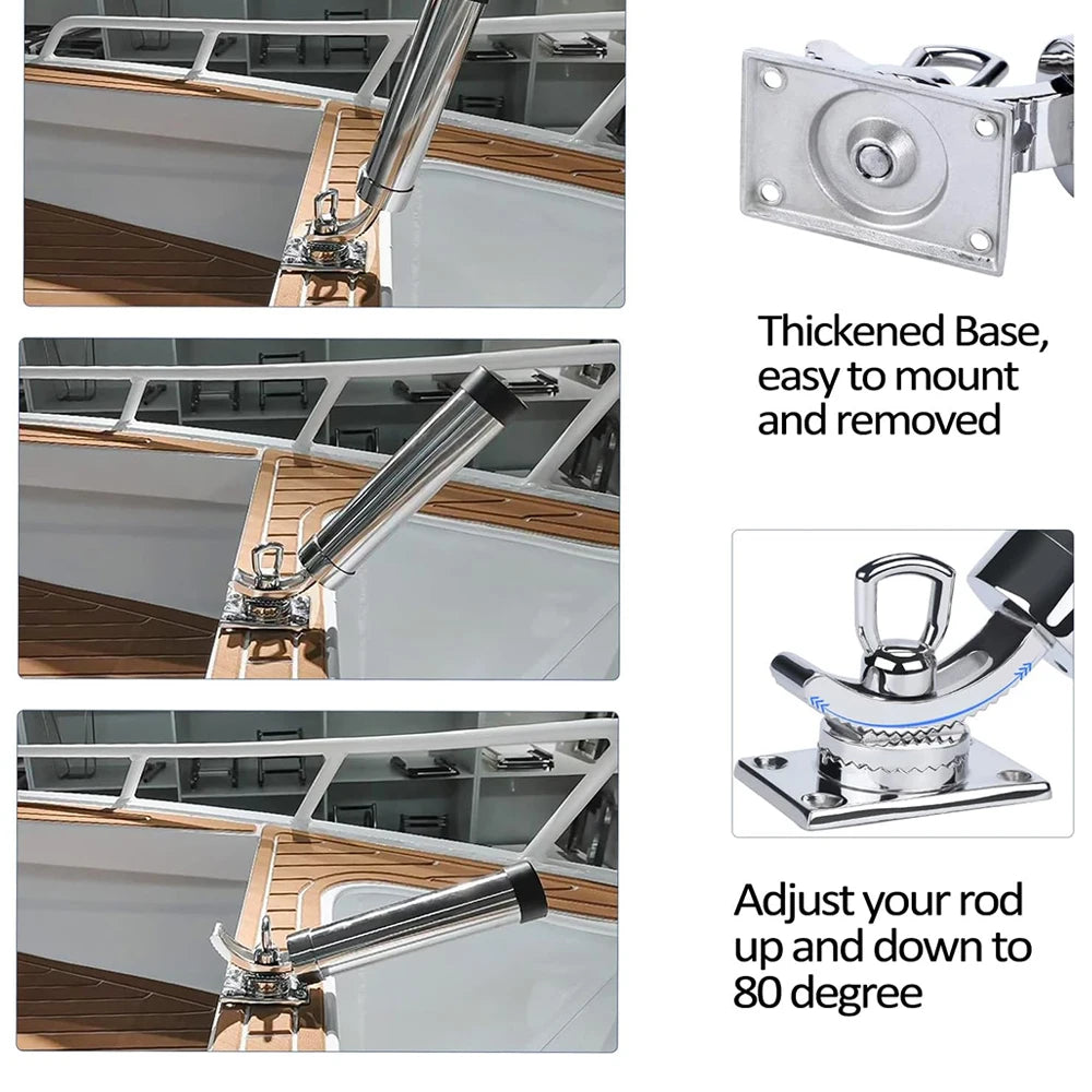 Supporti Fishing Boat Rod Holder Adjustable Rod 316 Stainless Steel Deck Mounted Rod Holder for Deck Yacht Marine  Universal Boat Gear