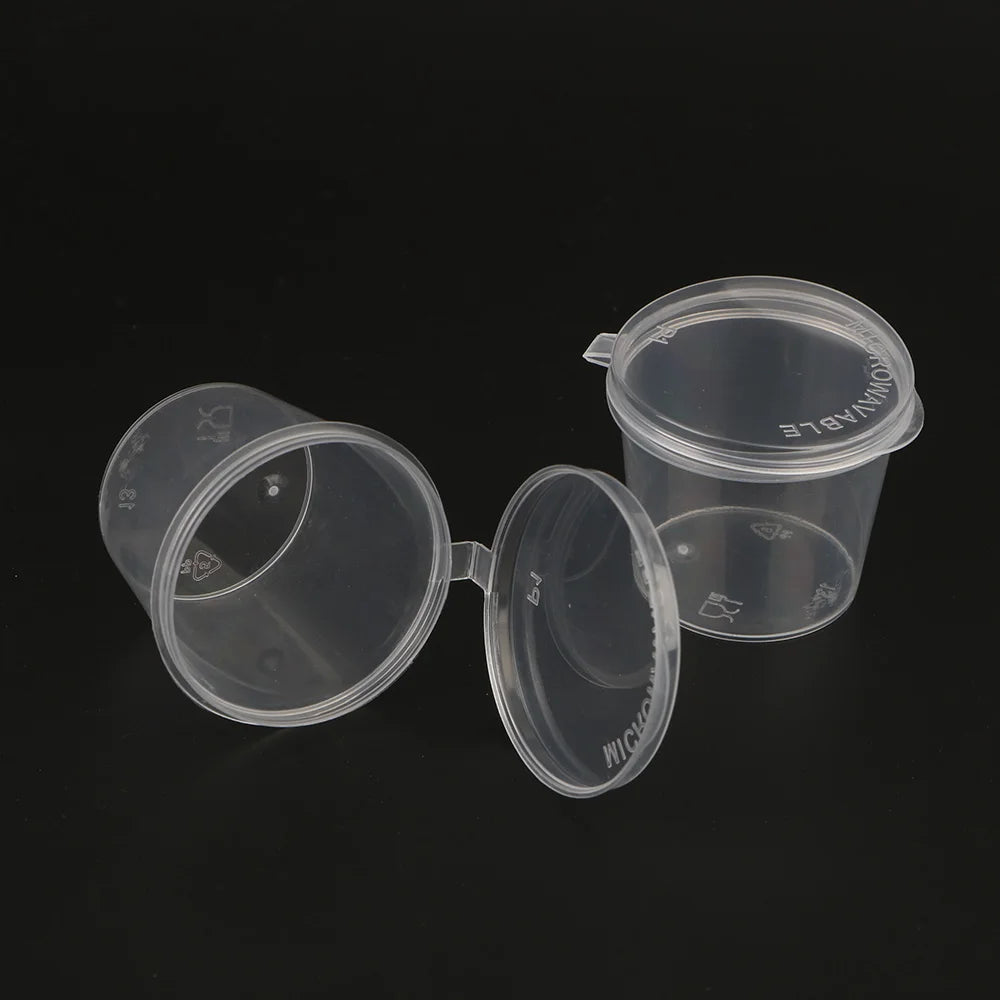 With Lids Kitchen Organizer Disposable Sauce Pot Food Small Sauce Container Box Plastic Clear 100Pcs Chutney Chili Sauce Cups