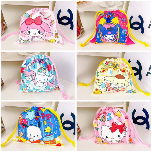 01-Borsa con coulisse Sanrio Cute Kuromi My Melody Cinnamoroll stile giapponese
