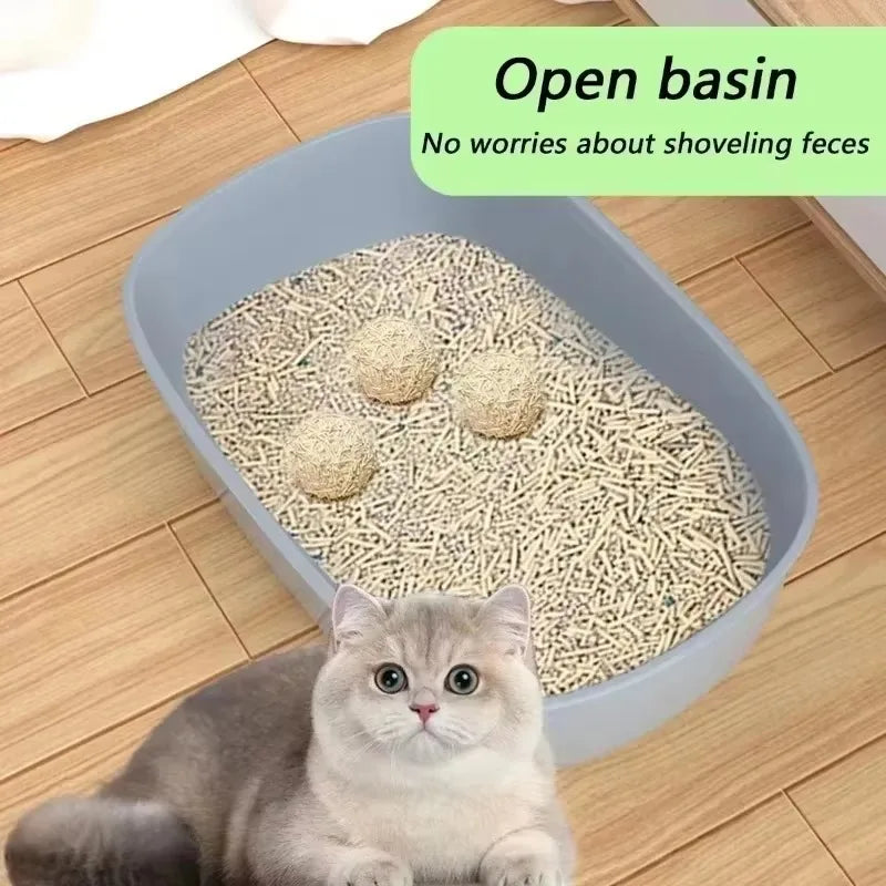 Semi-Enclosed Cat Litter Box High Side Splashproof Design Large Capacity Kitty Sandbox with Litter Scoop Easy Clean Pet Supplies