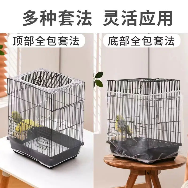 Mesh Bird Cage Cover Shell Skirt Net Easy Cleaning Catcher Guard Bird Cage Stretchy Mesh Parrot Bird Cage Net Jaula Para Pajaros