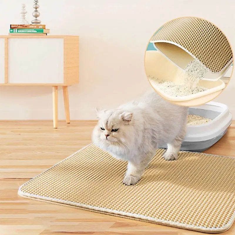 Tappetini Pet Cat Litter Mat Waterproof Double Layer Cat Litter Trapping Pet Litter Box Mat Clean Pad Products For Cats Accessories