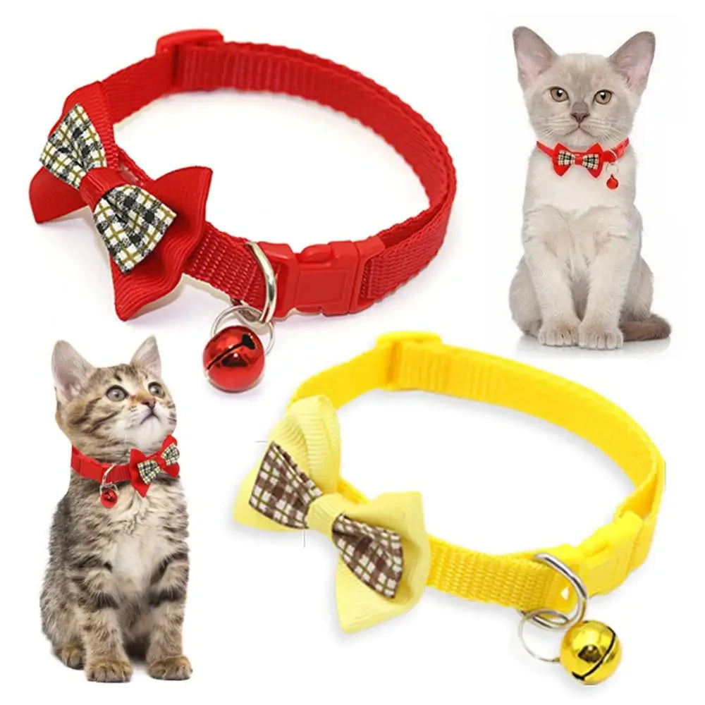 1PC Cute Dog Collar Bow Adjustable Bow Tie Beautiful Collar With Bell For Cats Rabbits And Puppies Pet Supplies Dog Accessories