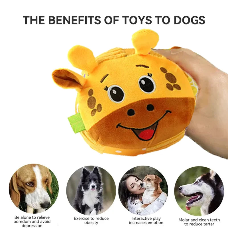 Plush Dog Voice Toys Balls Soft Fur Rattan Balls Moving Ringtones Fun and Interactive Pet Dog Toys Chewing Toys Animal Shape