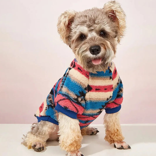 Vestiti Autumn and Winter Cat and Dog Clothes Cute Striped Plush Polyester Sweatshirt Pet Clothes Durable Stain-resistant Pet Sweats