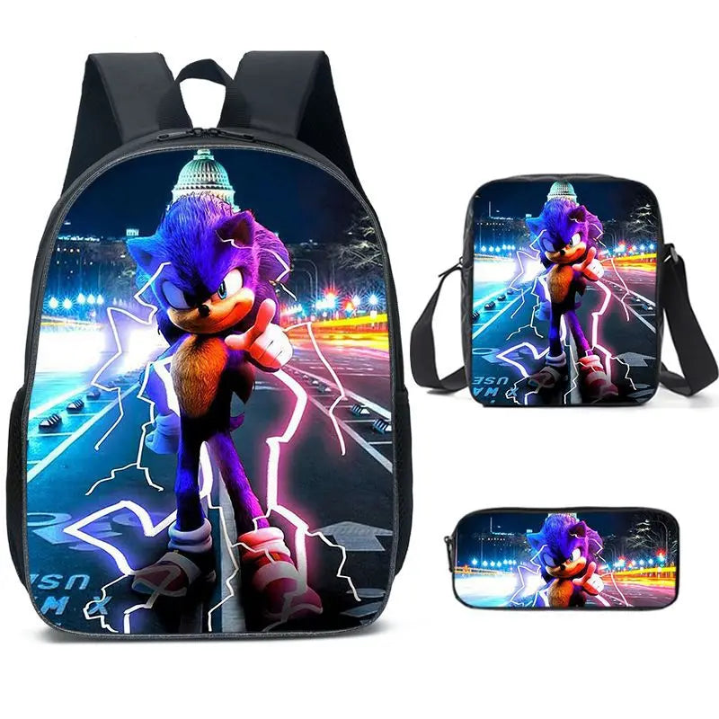 01-Set Zaino Sonic Cartoon Anime adatto per la scuola