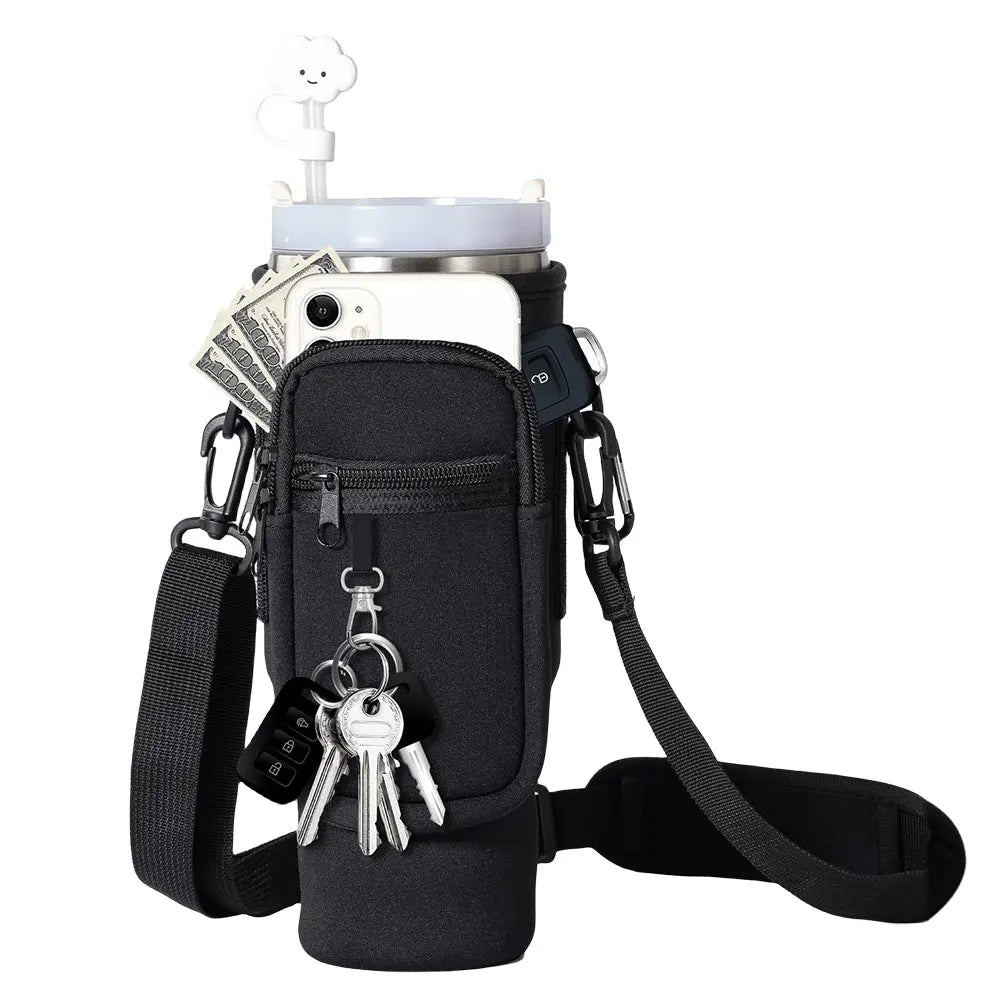 Water Bottle Case Cover Bag With Adjustable Shoulder Strap For Stanley Quencher Cup Sleeve Neoprene Bottle Holder Pouch