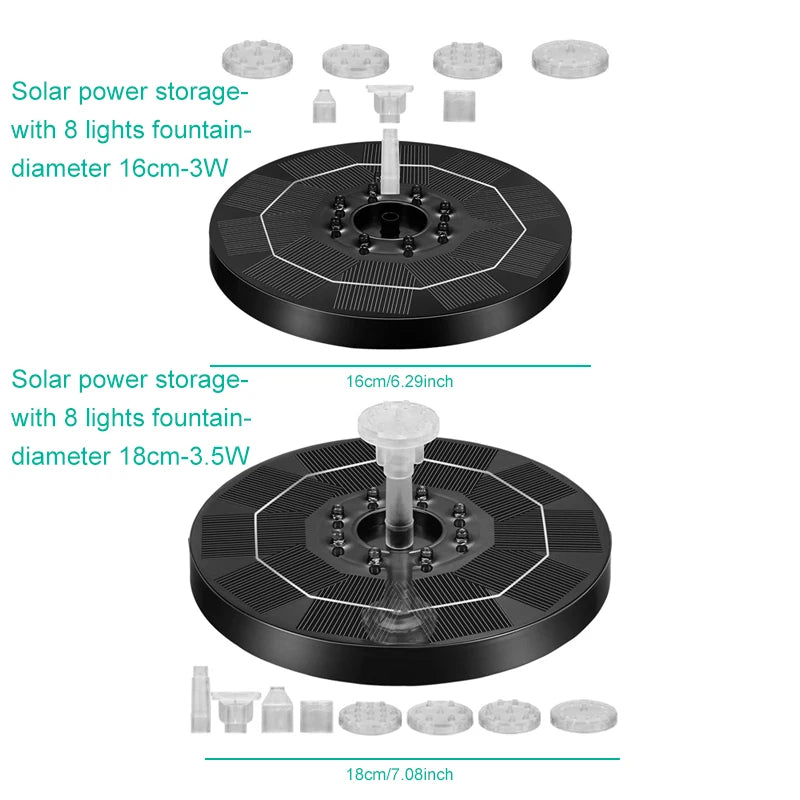 Solar Bird Bath Fountain Pump with Colored LED Lights, Battery and Solar Powered Bird Bath Fountain for Bird Bath Garden, Pond