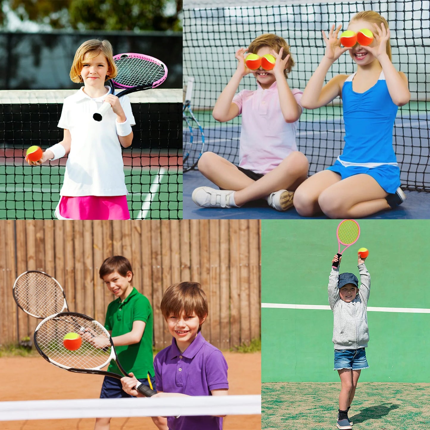 Tennis Balls for Kids 6pcs Soft Elastic Low Compression Pressureless Training Ball with Carry Bag for Youth Beginner Practice