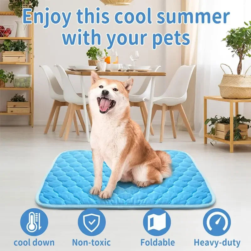 Tappetini 100 * 70 Ice Mat Summer Pet Mat Ice Mat Cool Dog Mat Ice Silk Cat Cool Mat Pet Supplies Comfortable Breathable Cage Mat Dog  Pet