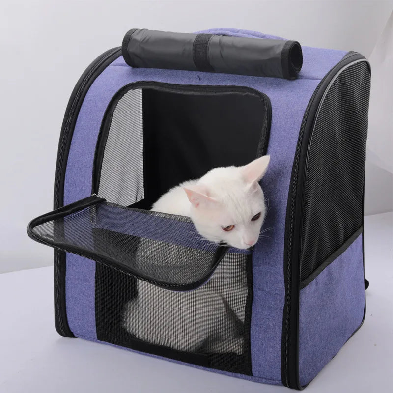 Trasportini Pet Cat Backpacks Breathable Outdoor Cat Carrier Shoulder Bag for Small Dogs Cats Portable Travel Folding Backpack Pet Supplies