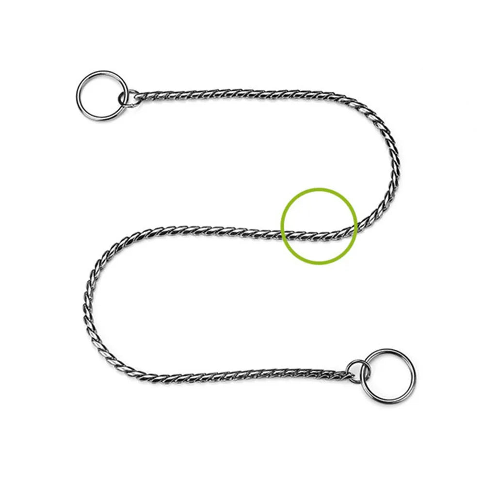 Snake Chain Dog Collar Rustproof Stainless Steel Pet Metal Slip Chains Dog Show Training Choker Collar Puppy Cuban Link Necklace