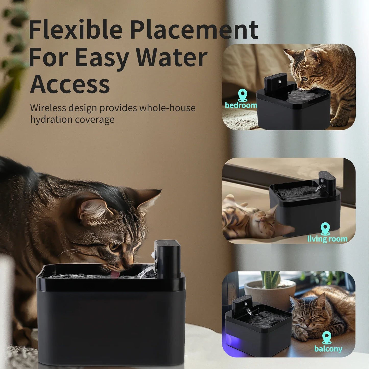 001-Dispenser Automatico Acqua per Gatti – Wireless & Smart