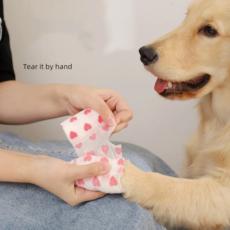 Self-adhesive Elastic Bandage For Pet Nonwoven Bandage Cover Protector Dog Outdoor Retractable Sports Tape Self Adherent Bandage