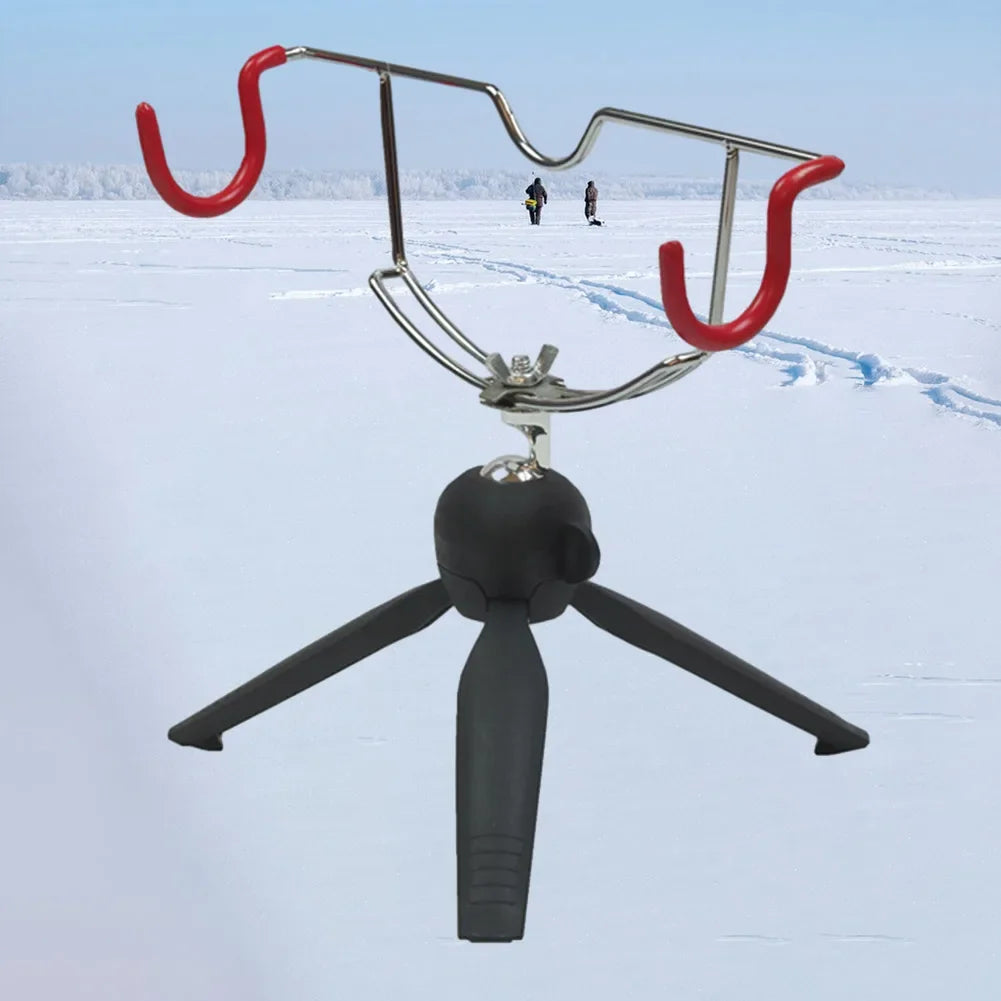 Supporti Portable Ice Fishing Rod Holder Metal Folding Rod Holder Adjustable Angle Fishing Rod Pole Holder for Winter Sea Fishing