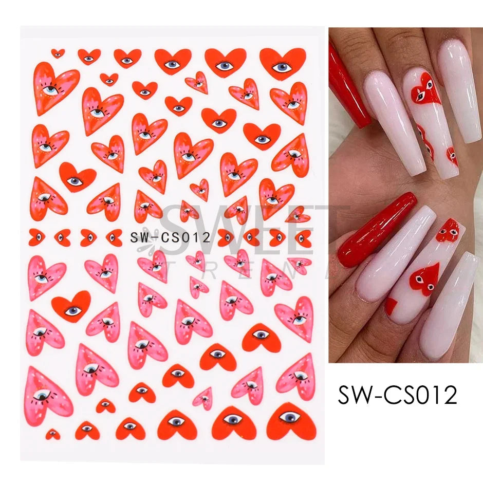 Winter Christmas Nail Sticker Snowflake Magpie Bird 3D Slider Leaf Halloween New Year Design Decoration Manicure 2023 Trend Foil