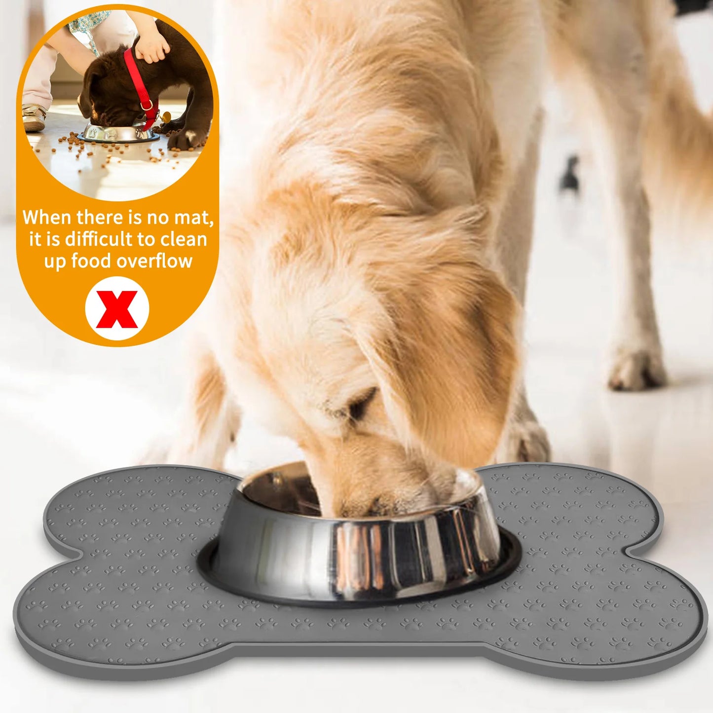 Tappetini Pet Feeding Mat Silicone Dog Food Mat Anti-Slip And Waterproof Dog Bowl Mat,Thickened Dog And Cat Mat For Food And Water