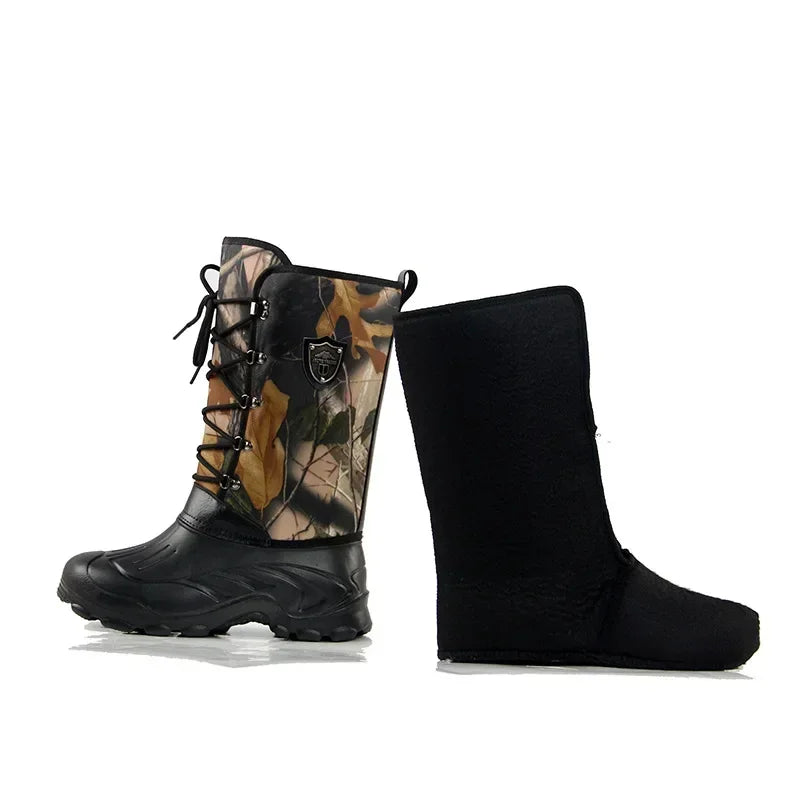 Stivali New Big Tree camouflage men's shoes, high top snow boots, waterproof fishing boots, winter plush boots