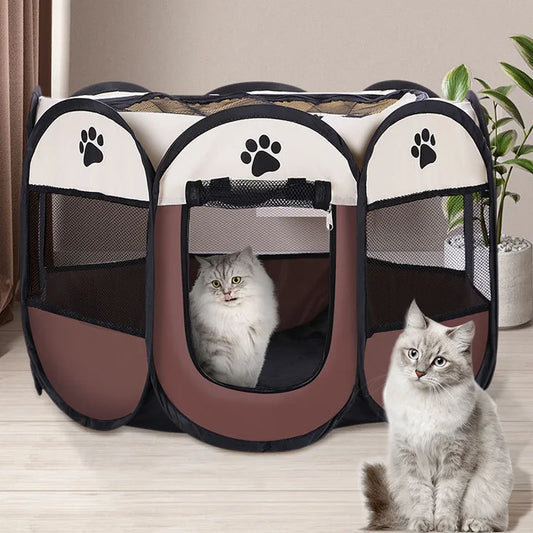 Portable Foldable Pet Tent Kennel Octagonal Fence Puppy Shelter Easy To Use Outdoor Easy Operation Large Dog Cages Cat Fences