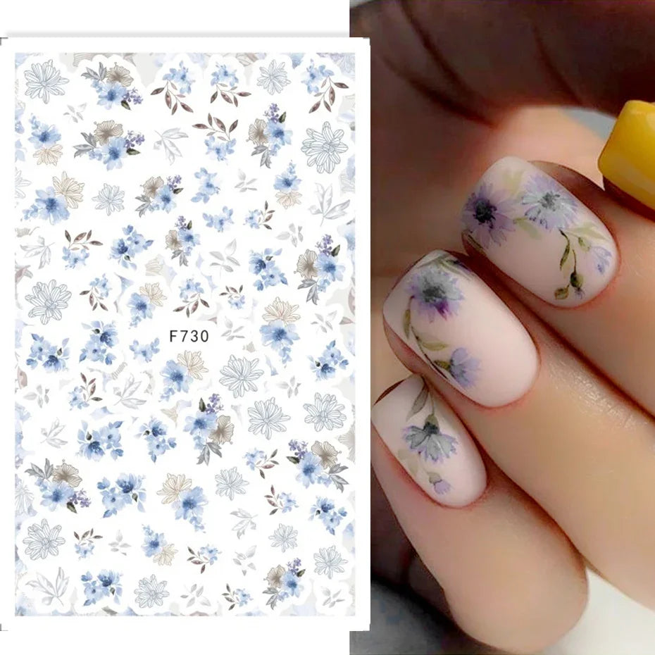 Winter Christmas Nail Sticker Snowflake Magpie Bird 3D Slider Leaf Halloween New Year Design Decoration Manicure 2023 Trend Foil