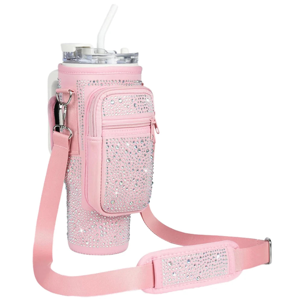 Water Bottle Case Cover Bag With Adjustable Shoulder Strap For Stanley Quencher Cup Sleeve Neoprene Bottle Holder Pouch