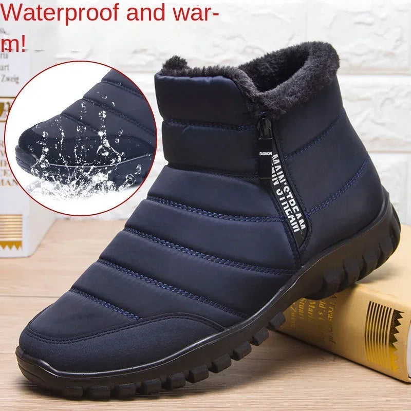 Stivali Winter men's snow boots, double zippered waterproof shoes rain boots fishing Winter Warm Boots men's boots