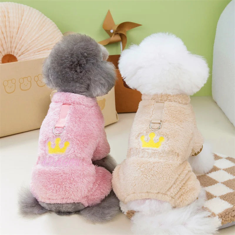 Winter Warm Fleece Pet Dog Jumpsuit for Small Medium Dogs Puppy Cat Pajamas Coat Chihuahua Clothes Pets Costume Yorkie Outfits