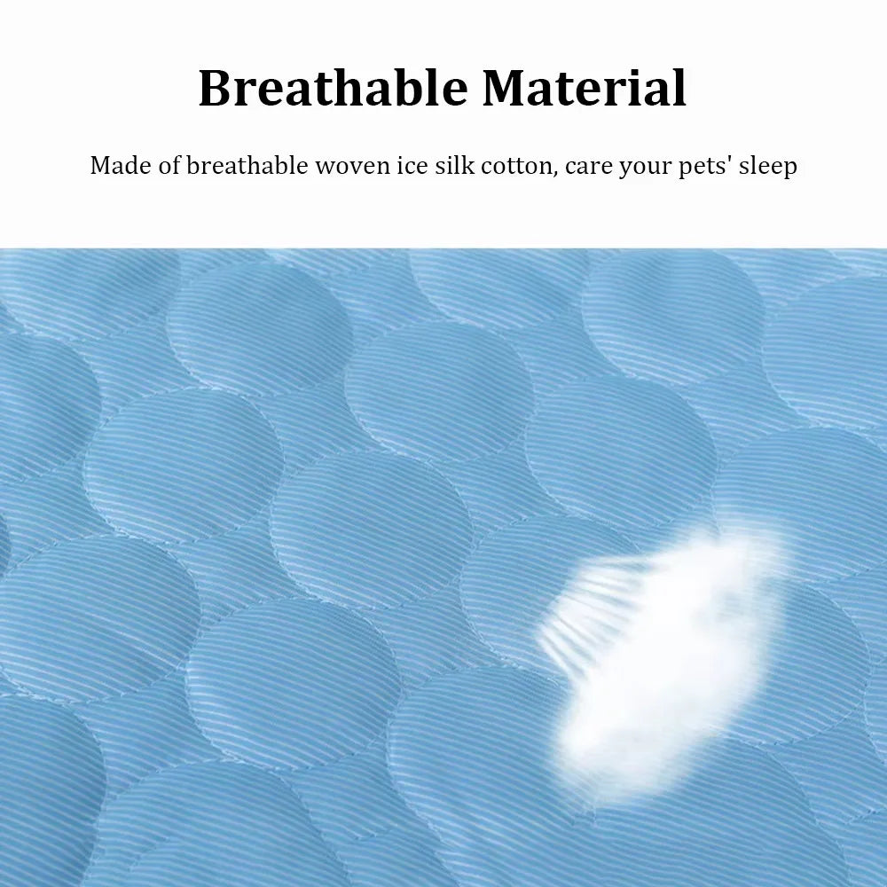 Pet Cooling Mat Dog Cat Ice Silk Pads Summer Pets Breathable Cooling Pad Washable Reusable Bite Resistance Pet Cat Sleeping Pad
