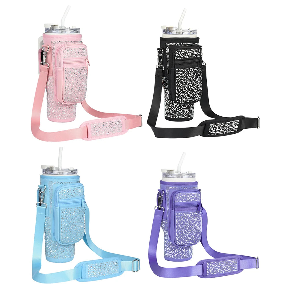 Water Bottle Case Cover Bag With Adjustable Shoulder Strap For Stanley Quencher Cup Sleeve Neoprene Bottle Holder Pouch