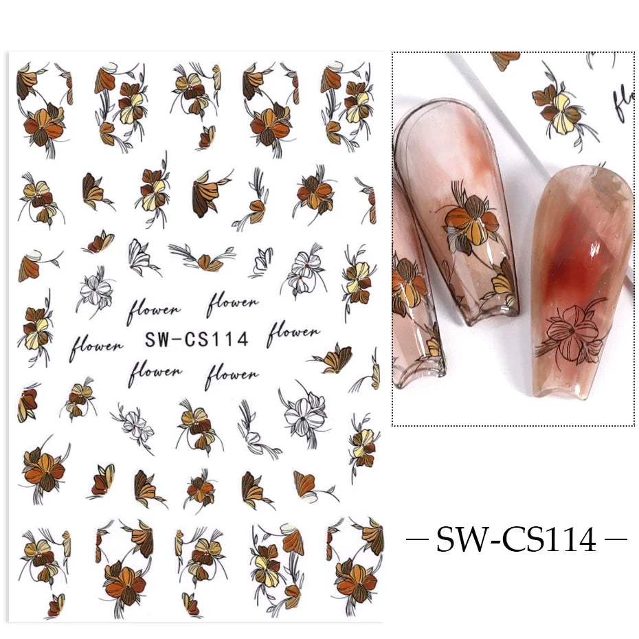 Winter Christmas Nail Sticker Snowflake Magpie Bird 3D Slider Leaf Halloween New Year Design Decoration Manicure 2023 Trend Foil