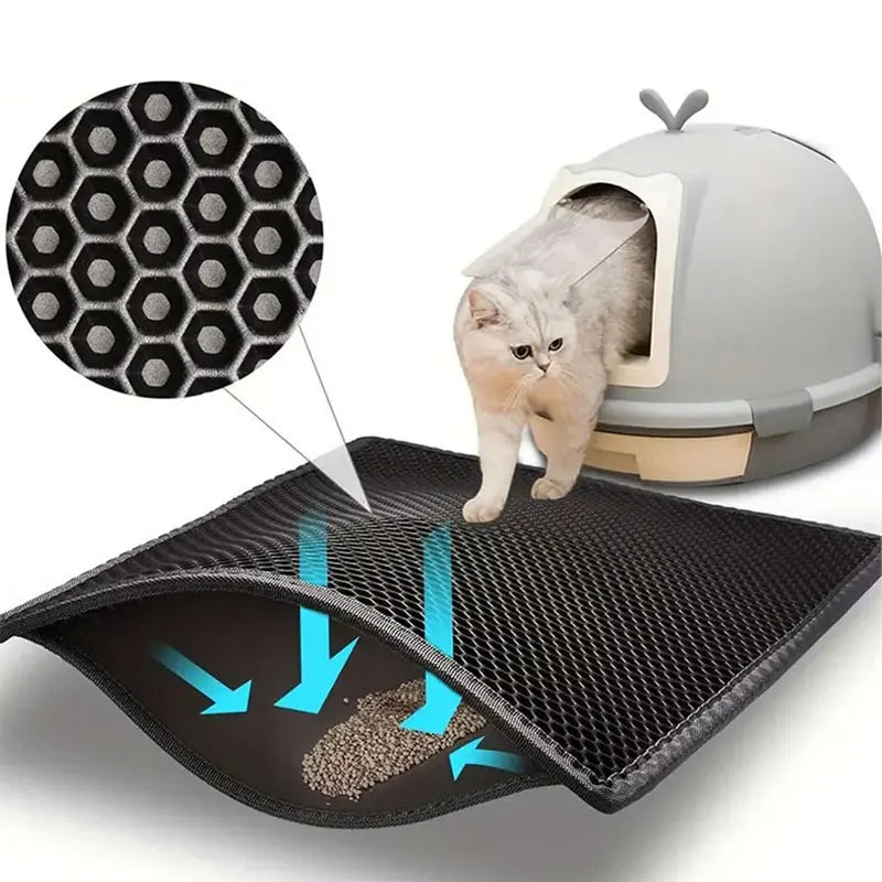Tappetini Pet Cat Litter Mat Waterproof Double Layer Cat Litter Trapping Pet Litter Box Mat Clean Pad Products For Cats Accessories