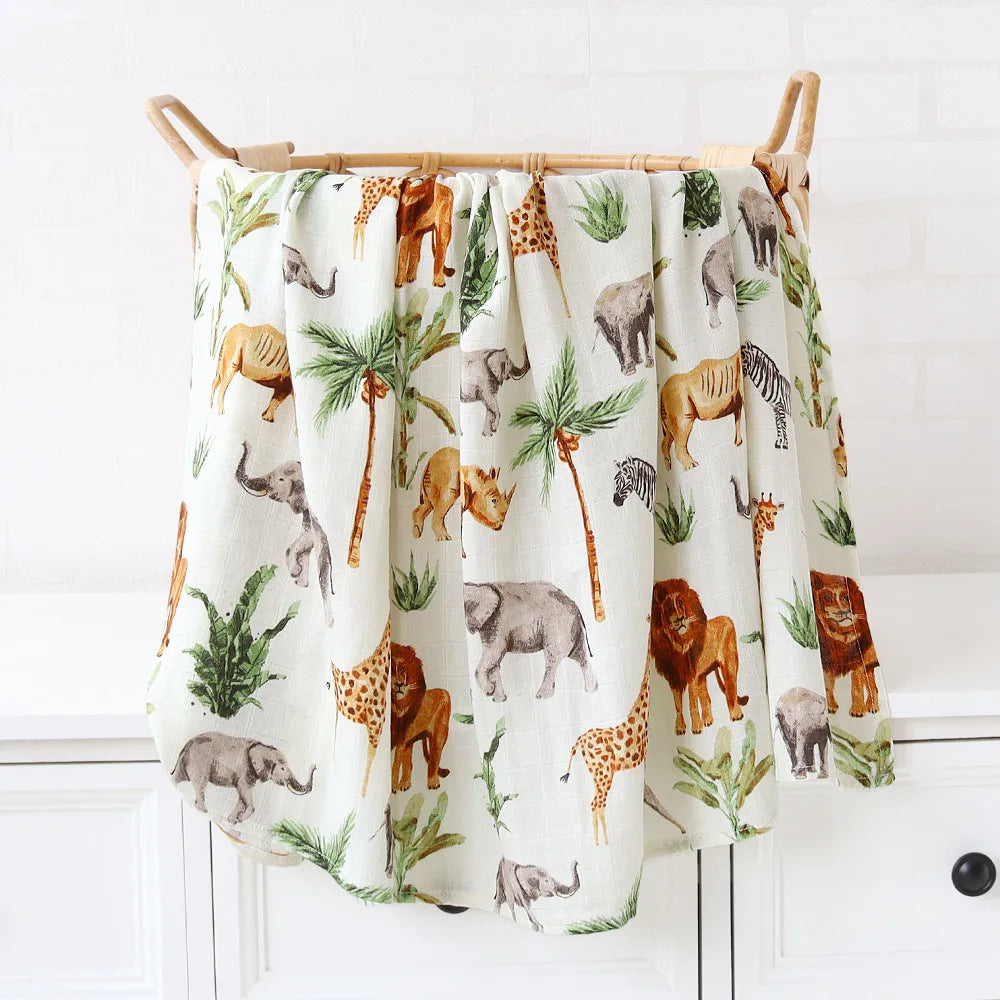 Teddy Bear Muslin Swaddle Baby Blanket Super Soft 70% Bamboo 30% Organic Cotton 2 Layers Infant Baby Swaddle Wrap Blanket