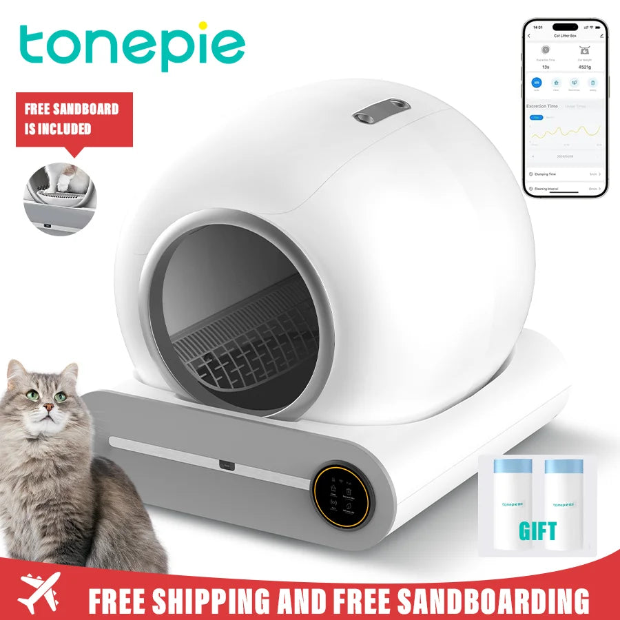 Lettiera Tonepie 65L Automatic Smart Cat Litter Box Self Cleaning Fully Enclosed Cat Litter Box Pet Toilet Litter Tray English versions