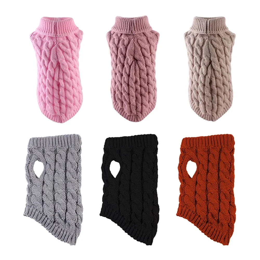 Vestiti New Pet Small Pet Dog Clothes Sweater Fashion Autumn Winter Solid Fried Dough Twists Knitting Warm Comfort Clothing