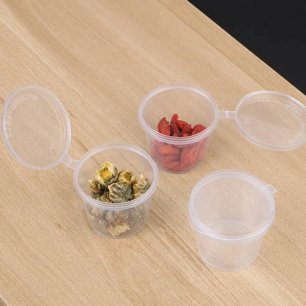 With Lids Kitchen Organizer Disposable Sauce Pot Food Small Sauce Container Box Plastic Clear 100Pcs Chutney Chili Sauce Cups