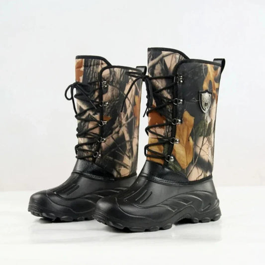 Stivali New Big Tree camouflage men's shoes, high top snow boots, waterproof fishing boots, winter plush boots