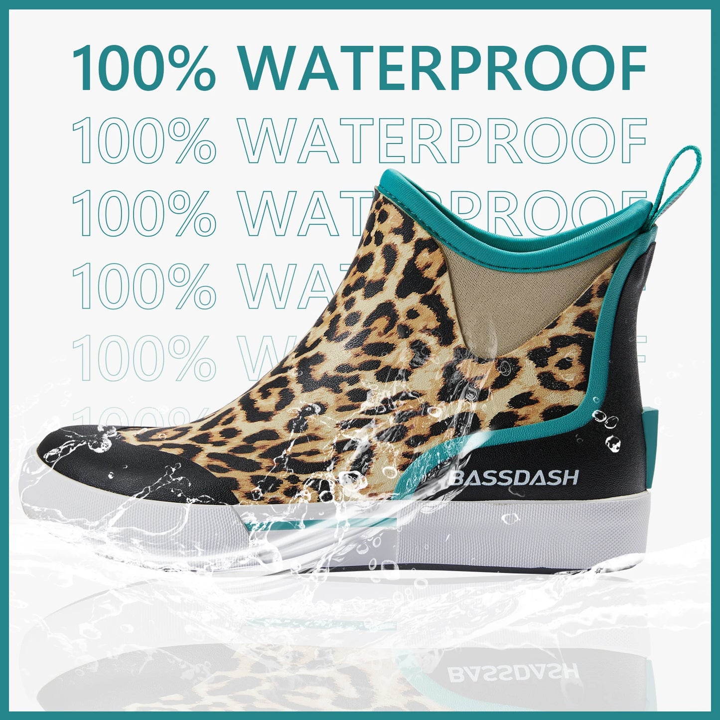 Stivale impermeabile BASSDASH Womens 4.5” Waterproof Deck Ankle Rain Boots Anti-Slip Neoprene Rubber Garden Fishing Boots