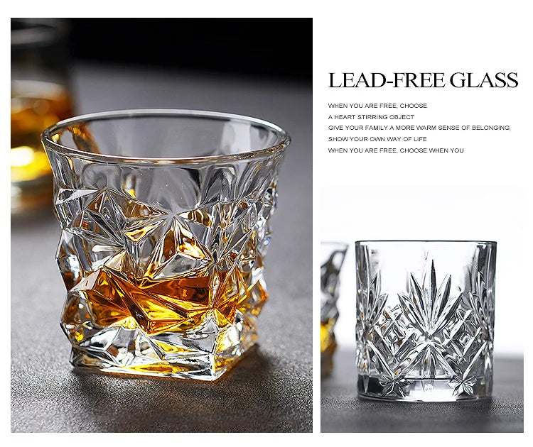 Whiskey Glass Cup Crystal Whisky Glasses Cups for Alcoho Drinking Scotch Bourbon Whisky Cognac Vodka Gin Tequila Rum Home Bar